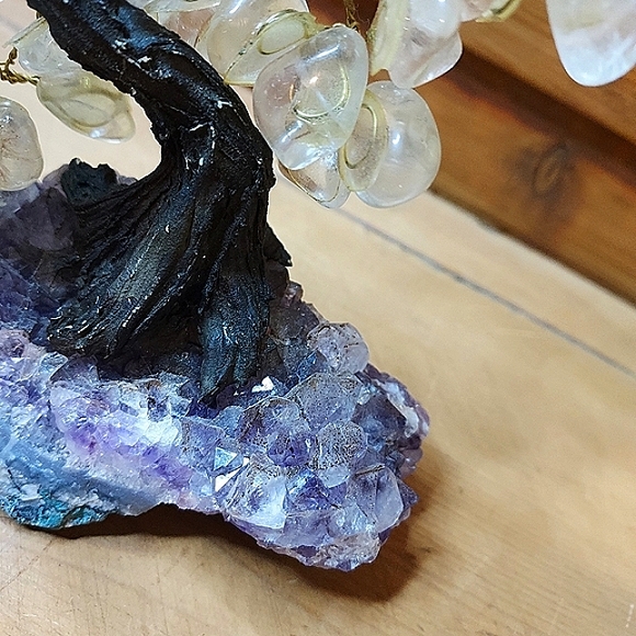 Raw AMETHYST Wirewrapped Polished Quartz Bonsai Tree - Picture 5 of 10